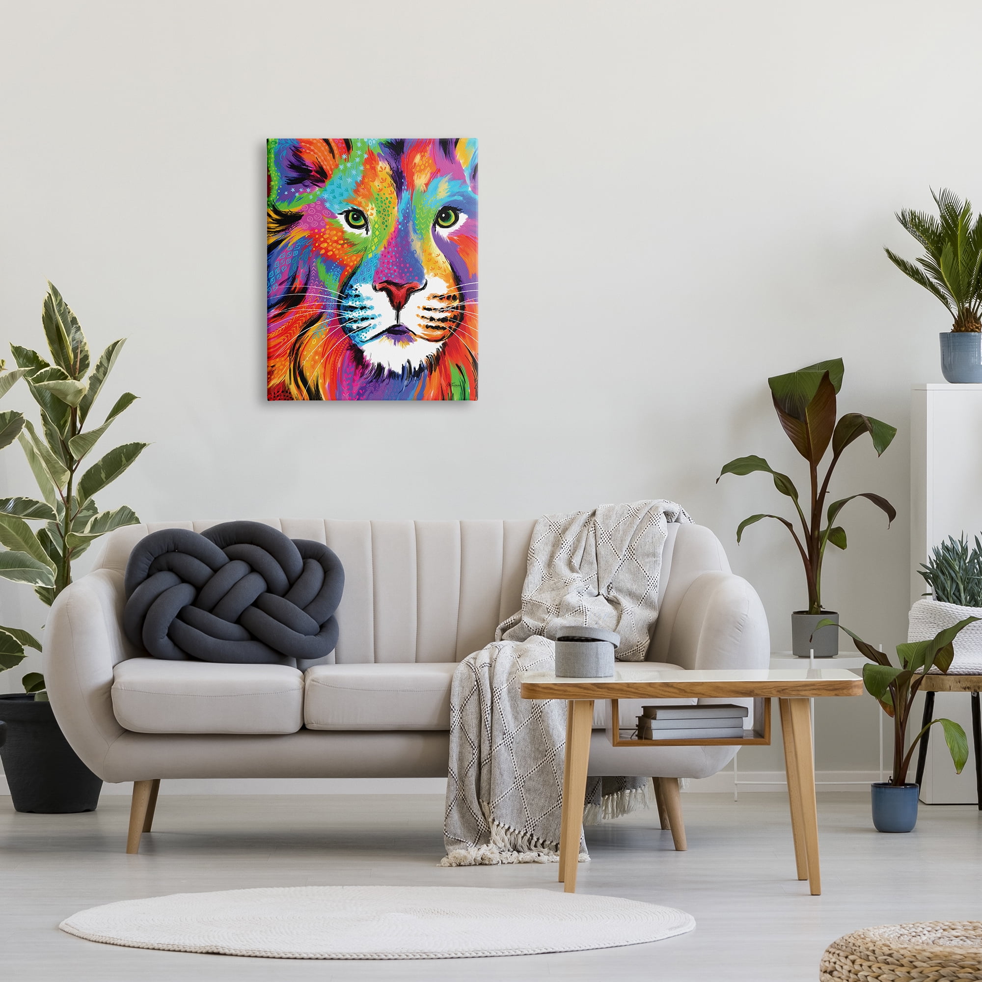 Stupell Industries Bold Hued Lion Portrait Animals & Insects Painting Gallery Wrapped Canvas Print Wall Art, 24 x 30