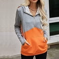 thumbnail image 2 of Timegard Demi-Fermeture à Glissière Chandail pour Femmes Chandail à Capuche Ajusté Chandail Automne Tops à Blocs de Couleur, 2 of 4