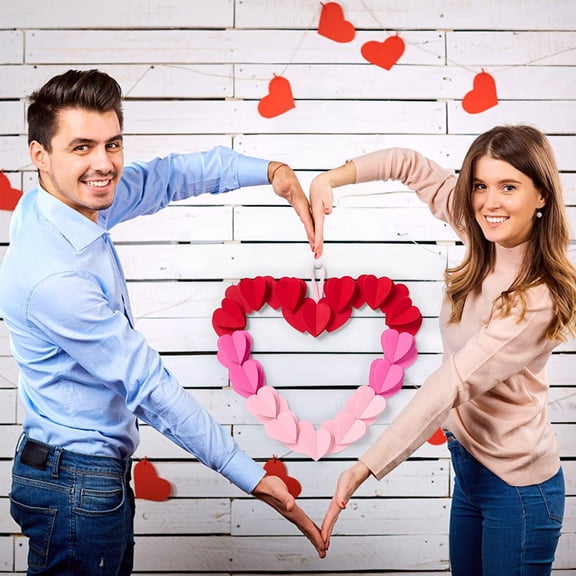 Luxcidy Valentine's Day Wreath Heart Shaped Front Door Decor Large 16 Inch Outdoor Home Decoration Romantic Holiday Welcome Decor For Outside(C)