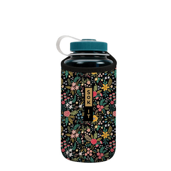 Sok It BotlSok Water Bottle Sleeve Insulated Neoprene Cover (English Garden Picnic, Fits 32oz Nalgene)