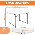 thumbnail image 3 of Table à Manger Ronde Pliante en Plastique 4,5 Pi, 54 Pouces Table Pliante pour Mariage, Fête, Usage Intérieur Extérieur Blanc, 3 of 7