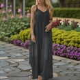 thumbnail image 2 of TINZ Womens Jumpsuits Overalls Button V Neck Sleeveless Wide Leg Long Pant Solid Color Rompers With Pockets Long Sleeve Turtle Neck plus Size Jumpsuit for Women, 2 of 5