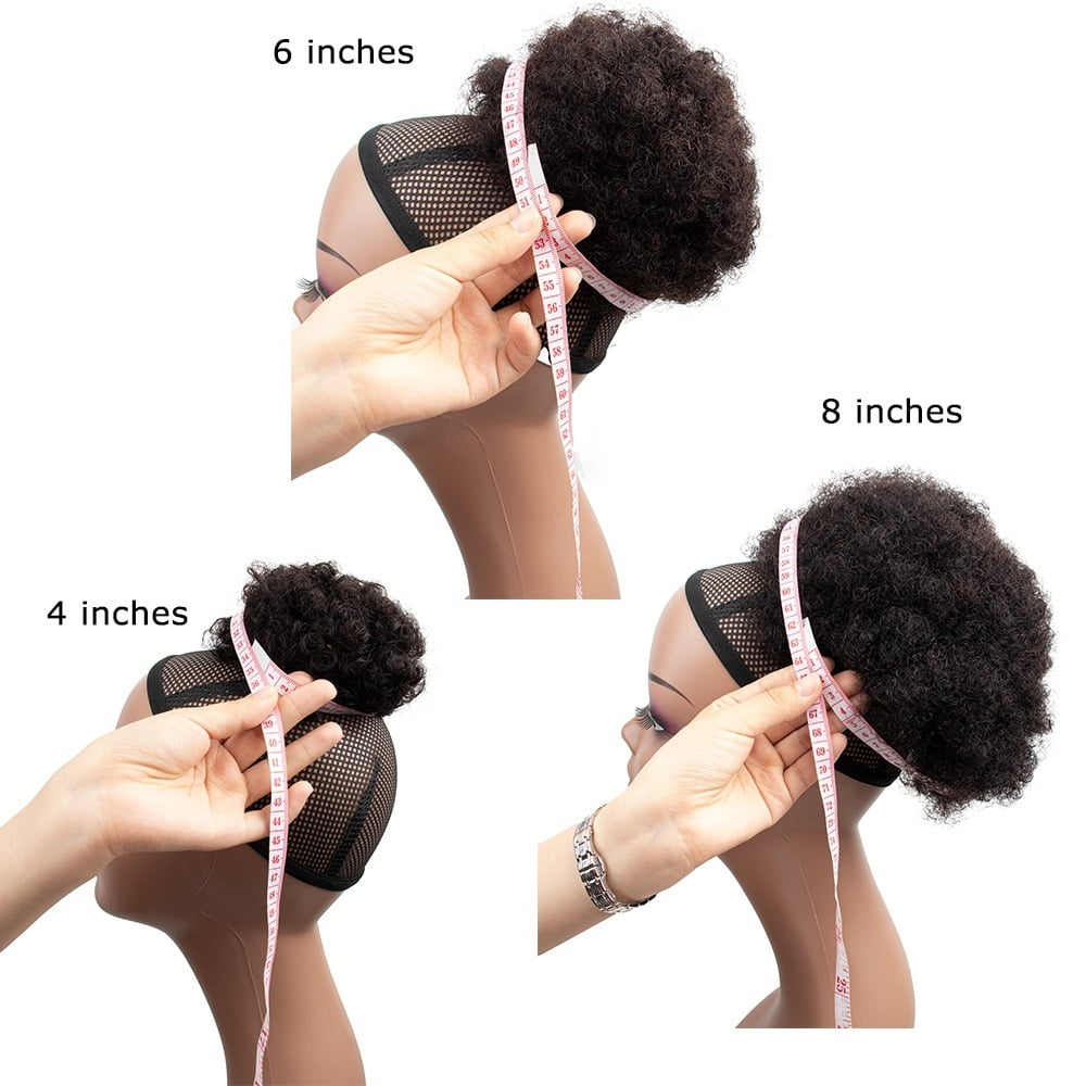 Afro Puff Bun Hair Piece 4 6 8 Inch Kinky Curly Human Hair Drawstring Ponytail Hair Extensions