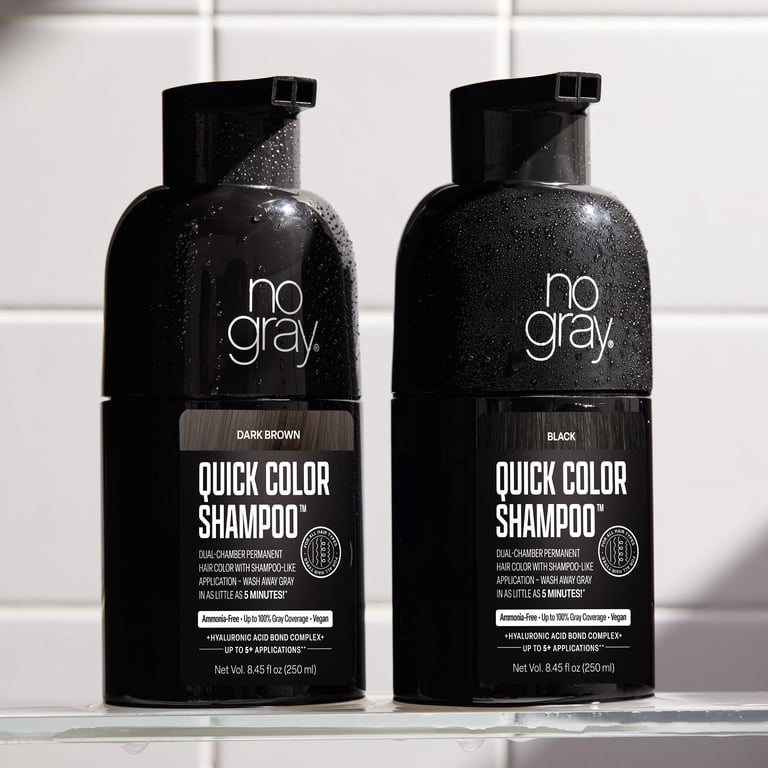 No Gray Quick Permanent Hair Color Shampoo, Dark Brown, 8.45 oz