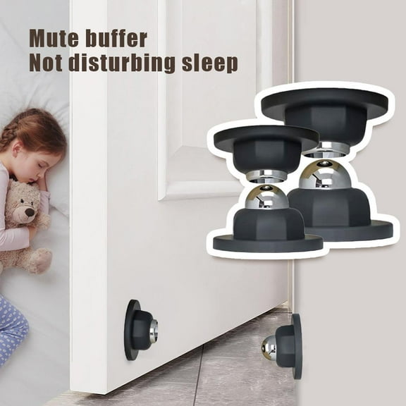 Blarkrus Black Short Punch-Free Door Stopper For Rv Home Door Touch Ground Magnetic Silicone Anti-Collision Door Rear Door Stopper