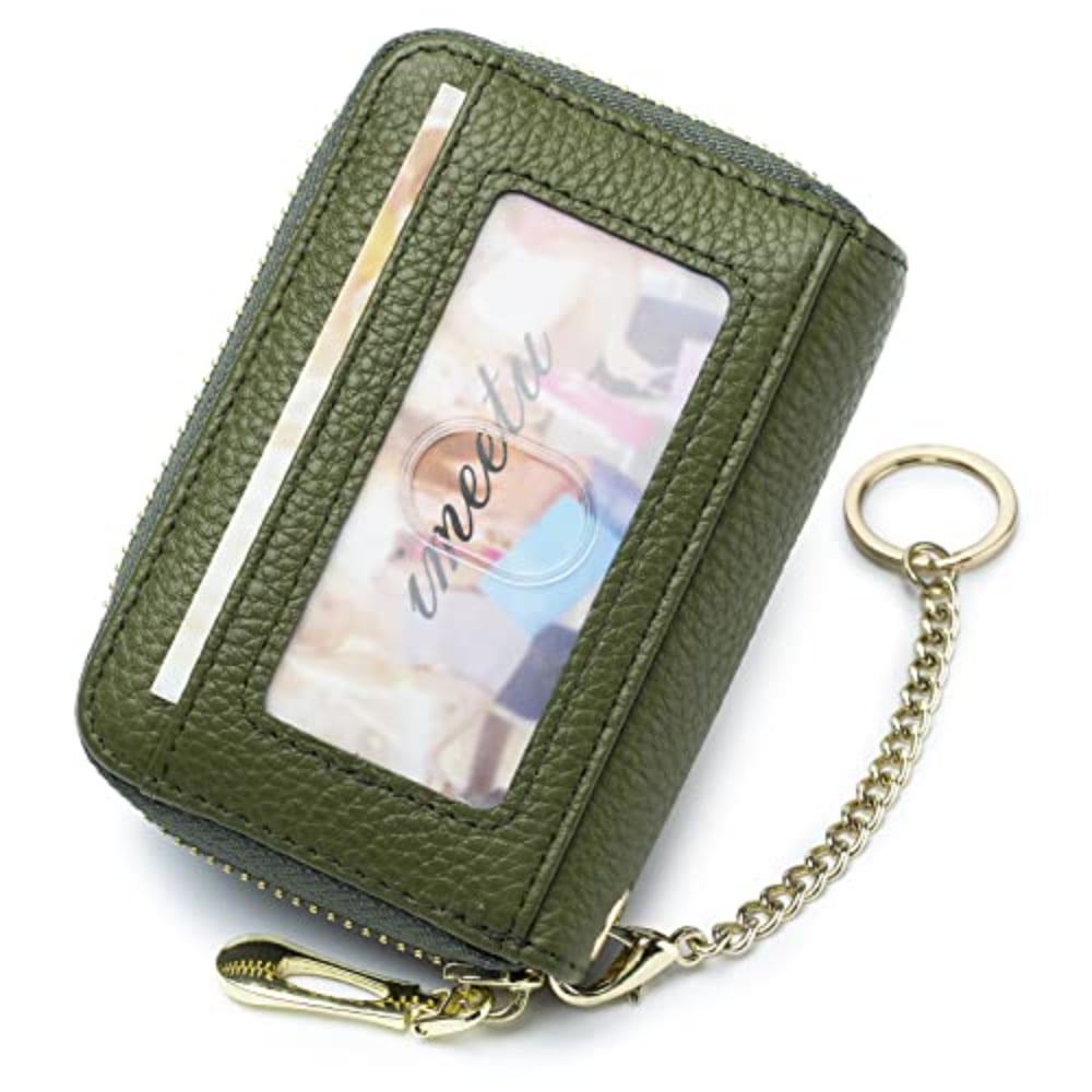 Leather Credit Card Wallet With Detachable Keychain, Mini Wallet ID Pocket,  Multi-Color Options