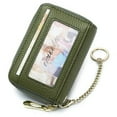 thumbnail image 1 of Imeetu RFID Credit Card Holder, Leather Women Card Case Wallet with Keychain ID Window, Olive Green, 1 of 8