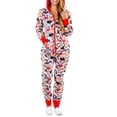 thumbnail image 2 of haxmnou women long sleeve hooded christmas printed pyjamas nightwear jumpsuit sleepwear red l, 2 of 7
