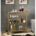 thumbnail image 3 of Chelsea Lane Champagne Gold Mirror Glass Metal Bar Cart, 3 of 7