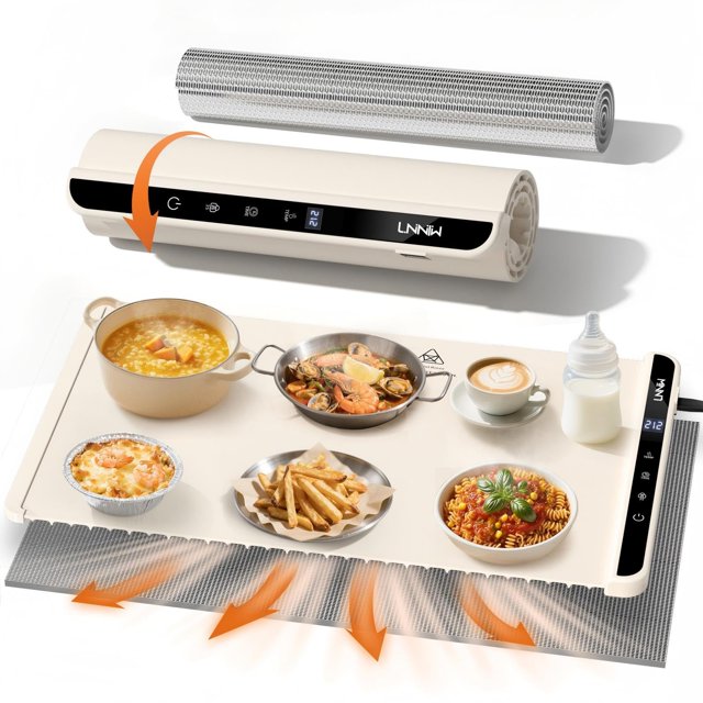 Tapete calentador de alimentos LNNIW 66 x 38 cm, 6 niveles de temperatura, temporizador