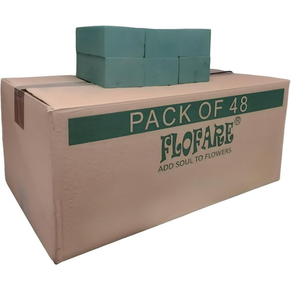 Pack of 48 Floral Foam Blocks for Fresh and Artificial Flowers, Each (7.8” L x 3.5” W x 2.4” H), Dry and Wet Floral Foam Blocks for Wedding, Birthdays, Home, Office, and Garden Decorations