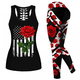 thumbnail image 2 of Conjuntos de yoga con calaveras para mujer, leggings con estampado 3D y camiseta sin mangas hueca, traje de yoga, fitness, leggings suaves de verano para mujer y niña, 2 of 5