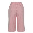 thumbnail image 6 of FAIWAD Women Cotton Linen Striped Capri Pants Casual High Waisted Pants Straight Leg Loose Pockets Sweatpants, 6 of 6