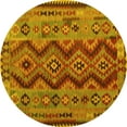 thumbnail image 1 of Ahgly Company Machine Washable Indoor Round Oriental Yellow Traditional Area Rugs, 7' Round, 1 of 4