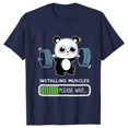 thumbnail image 5 of Camiseta divertida con estampado de Panda para mujer, camisetas de verano con cuello redondo, manga corta, levantamiento de pesas, instalación de músculos, 5 of 5