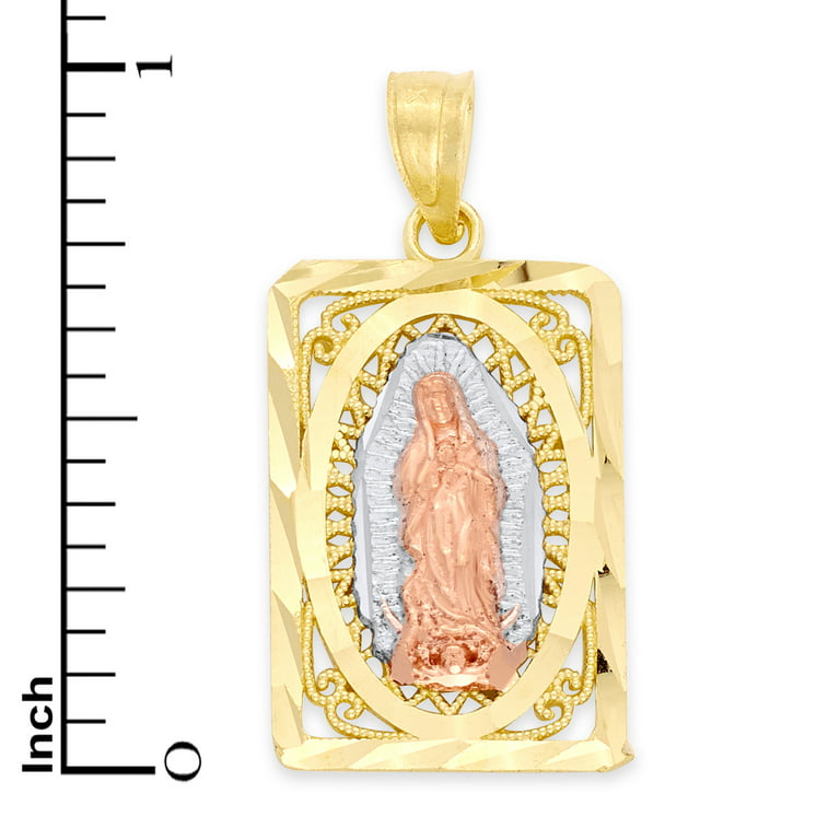 Gold Plated Tri Color Our Lady of Guadalupe Virgin Mary Basket