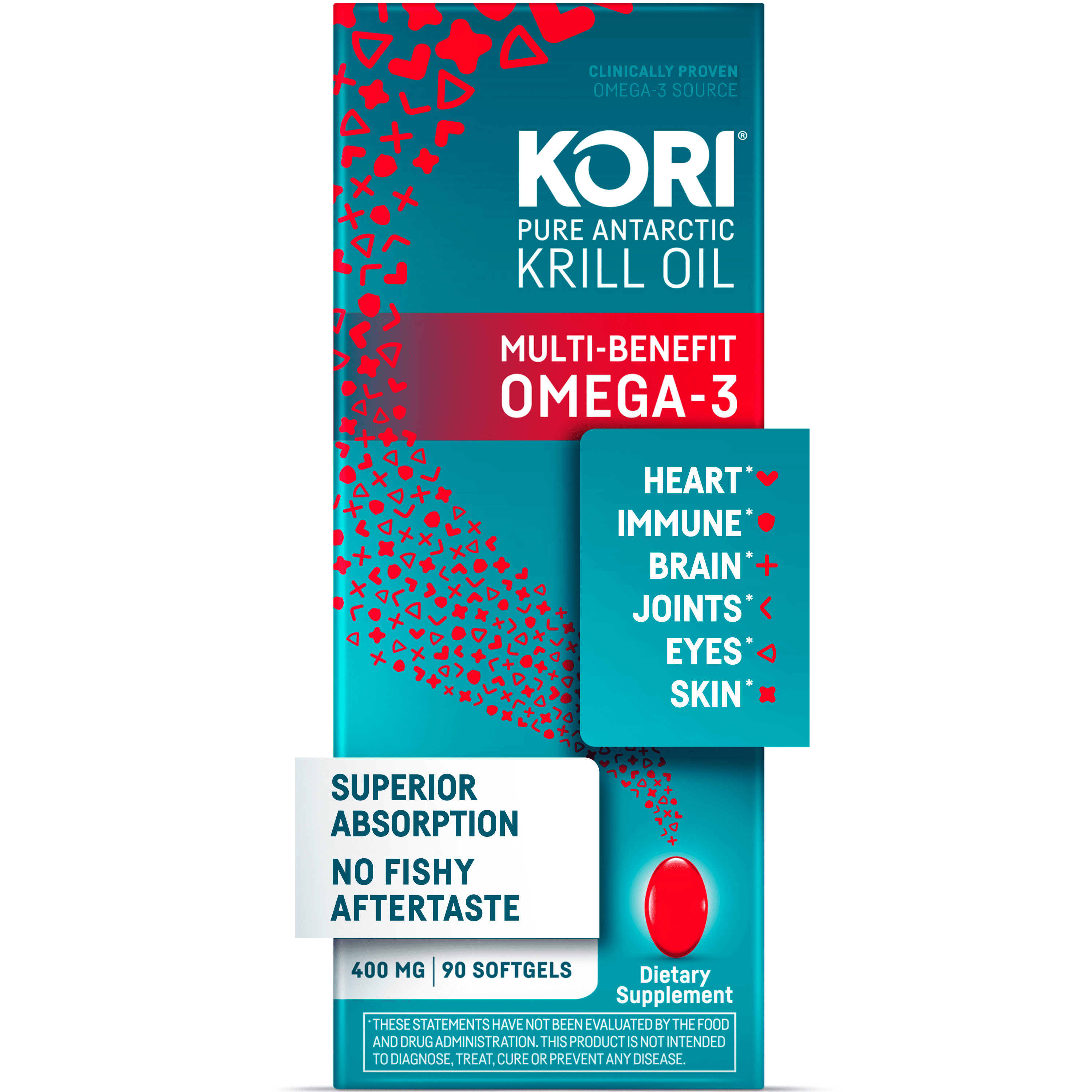 Kori Krill Superior Absorption Vs Fish Oil, Omega-3 Supplement for Heart, Brain, Joint, Eye, Skin & Immune Health, Softgels, 90 Count