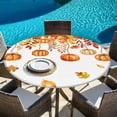 thumbnail image 6 of Thanksgiving Fall Pumpkins Round Tablecloth, Fitted Table Cover with Elastic for 45"-54" Round Tables, Orange Maple Leaf Autumn Table Cloth Outdoor Indoor Dinning Party Waterproof Tablecloths, 6 of 7