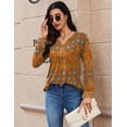 thumbnail image 3 of Zeagoo Blouses for Women V Neck Button Casual Dressy Shirts Long Sleeve T-Shirts Pleated Floral Tunic Tops Boho Tunic Tops, 3 of 6