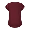 thumbnail image 4 of ALLLIST Short Sleeve Summer Tops Red V-Neck Solid Flounce T-Shirts Casual Reg and Big and Tall Sizes, 4 of 7
