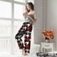 thumbnail image 5 of Balery Houndstooth Green Red Pantalones de pijama para mujer, pijamas ultraligeros, pantalones de estar por casa-Medium, 5 of 6