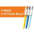 thumbnail image 3 of BIC 4-Color Original and Fashion Retractable Ball Pens, Medium Point (1.0 mm), 3-Count pack, Retractable Ball Pen with Long-Lasting Colourful Ink, 3 of 6
