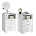 thumbnail image 3 of VEANERWOOD Set of 2 Nightstand with Charging Station End Side Table with 3 Drawers Bedside Bed Table, White, 3 of 11
