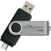 Compucessory, CCS26471, 16GB USB 2.0 Flash Drive, 1 Each, Silver,Black