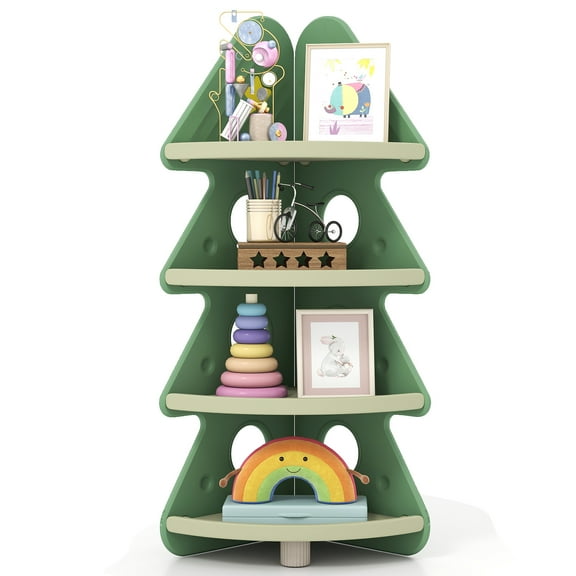 Gymax 4-Tier Tree Bookshelf w/Star Stickers for Kids Room Playroom Daycare & Nursery