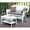 White with Brown Cushion, variant on Jeco Wicker Patio Love Seat and Coffee Table Set in White without Cushion