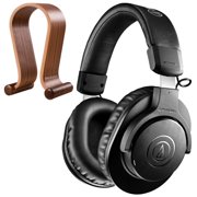Audio Technica ATH-M20xBT M20x Bluetooth Wireless Professional Monitor Headphones Bundle with Deco Gear Wood Headphone Display Stand Secure Tabletop Holder/Gaming Headset Hanger