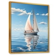 thumbnail image 2 of Designart "Serene Seashore Simplistic Sailboat Image I" Coastal Floater Framed Wall Art Living Room, 2 of 5