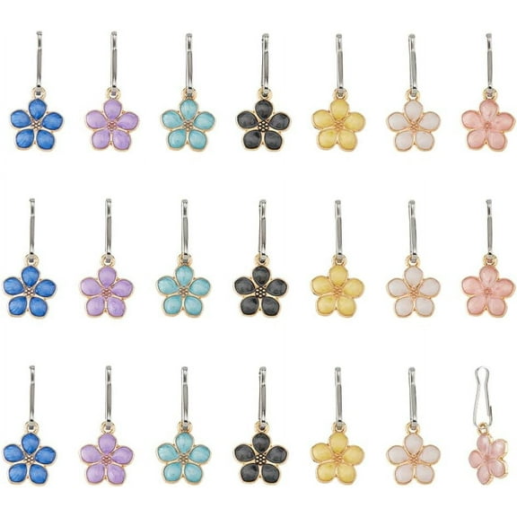 42Pcs Flower Zipper Pull Charms Flower Alloy Zipper Decorative Flower Zipper Pull Extended Zipper Pulls for DIY Sewing Dress Tailor Craft Backpacks Purses Handbags