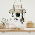 thumbnail image 4 of 36.25"Brushed Nickel & Wood Frame Modern Industrial Hanging Pot Rack for Kitchen, 4 of 8