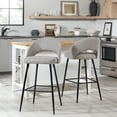 thumbnail image 2 of Walker Edison Set of 2 Modern Bar-Height Upholstered Barstools, Mushroom, 2 of 14