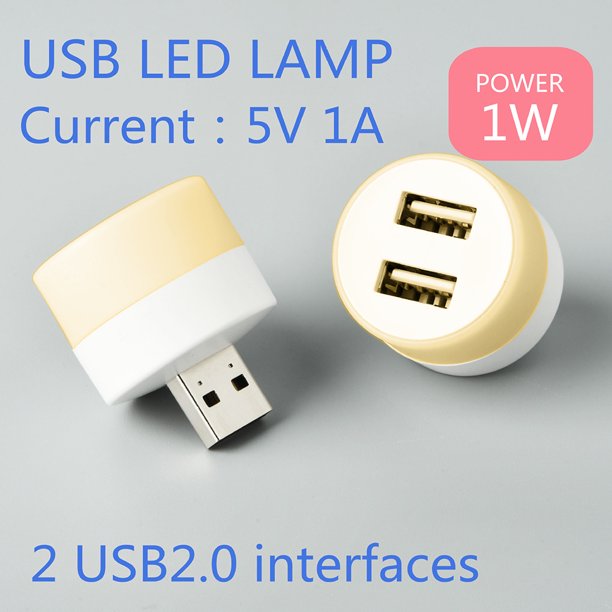 3pcs USB Extender Portable LED Night Light Lámpara Plug-and-Play (Luz cálida)