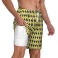 thumbnail image 2 of Kdxio Mardi Gras Purple Yellow Plaid Print Men'S Swim Trunks With Compression Liner 7 Inch Inseam Quick Dry Swim Shorts, 2 of 7