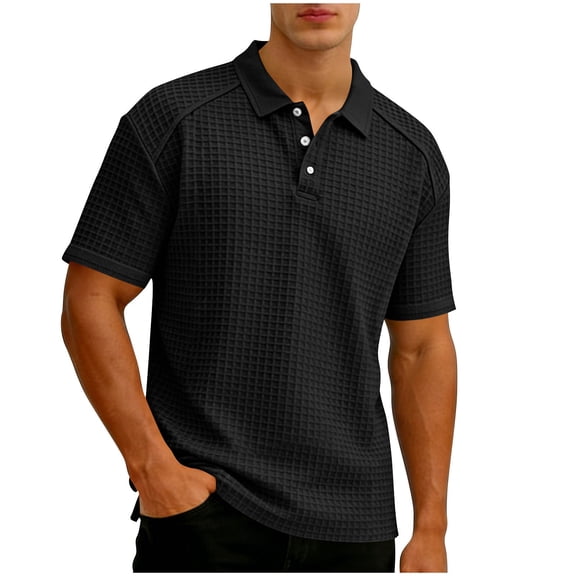 MYAOYI Polo Shirt for Men Cable Knit Textured Slim Fit Polo Shirt for Men
