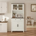 thumbnail image 5 of Kicctian 72" Tall Freestanding Kitchen Pantry Storage Cabinet with 2 Glass Doors and 2 Wooden Doors, Adjustable Shelves, Multi-Purpose Buffet Hutch for Dining Room or Bathroom, White, 5 of 7