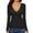 Black, variant on Women's Wrap Ruched V Neck Slim Fit Long Sleeve Lined T Shirt Tunic Tops Tee Women Medium Shirts, Size S