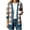 Beige, variant on V-Neck Striped Patchwork Cardigan for Women 3/4 Sleeve Button Front Fringe Hem with Pockets White S