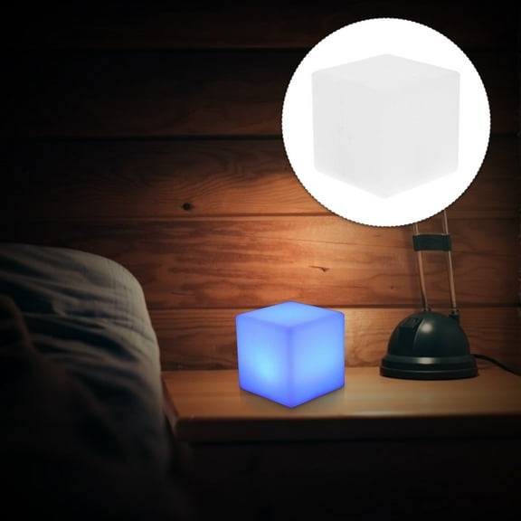 HEMOTON Multi-Color LED Cube Night Light, Cordless Battery Operated Lamp for Bedroom, Kids Room, and Home Decor