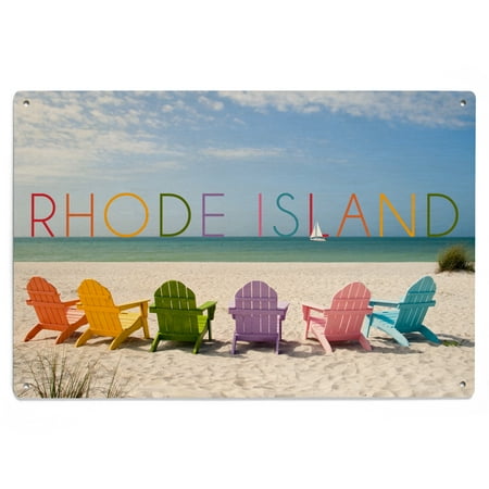 

Rhode Island Colorful Beach Chairs Birch Wood Wall Sign (6x9 Rustic Home Decor Ready to Hang Art)