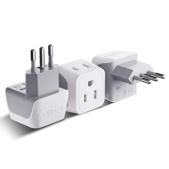 Adaptador de enchufe de viaje Ceptics Italia, Chile, tipo L, paquete de 3, CT-12A