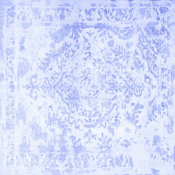 Ahgly Company Machine Washable Indoor Square Persian Blue Traditional Area Rugs, 3' Square