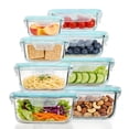 thumbnail image 5 of stusgo 16 Pcs Glass Food Storage Containers with Lids, Airtight BPA-Free Leakproof Meal Prep Containers, Microwave Oven Freezer Dishwasher Safe Stackable Lunch Boxes（8 Pack,Green）, 5 of 8