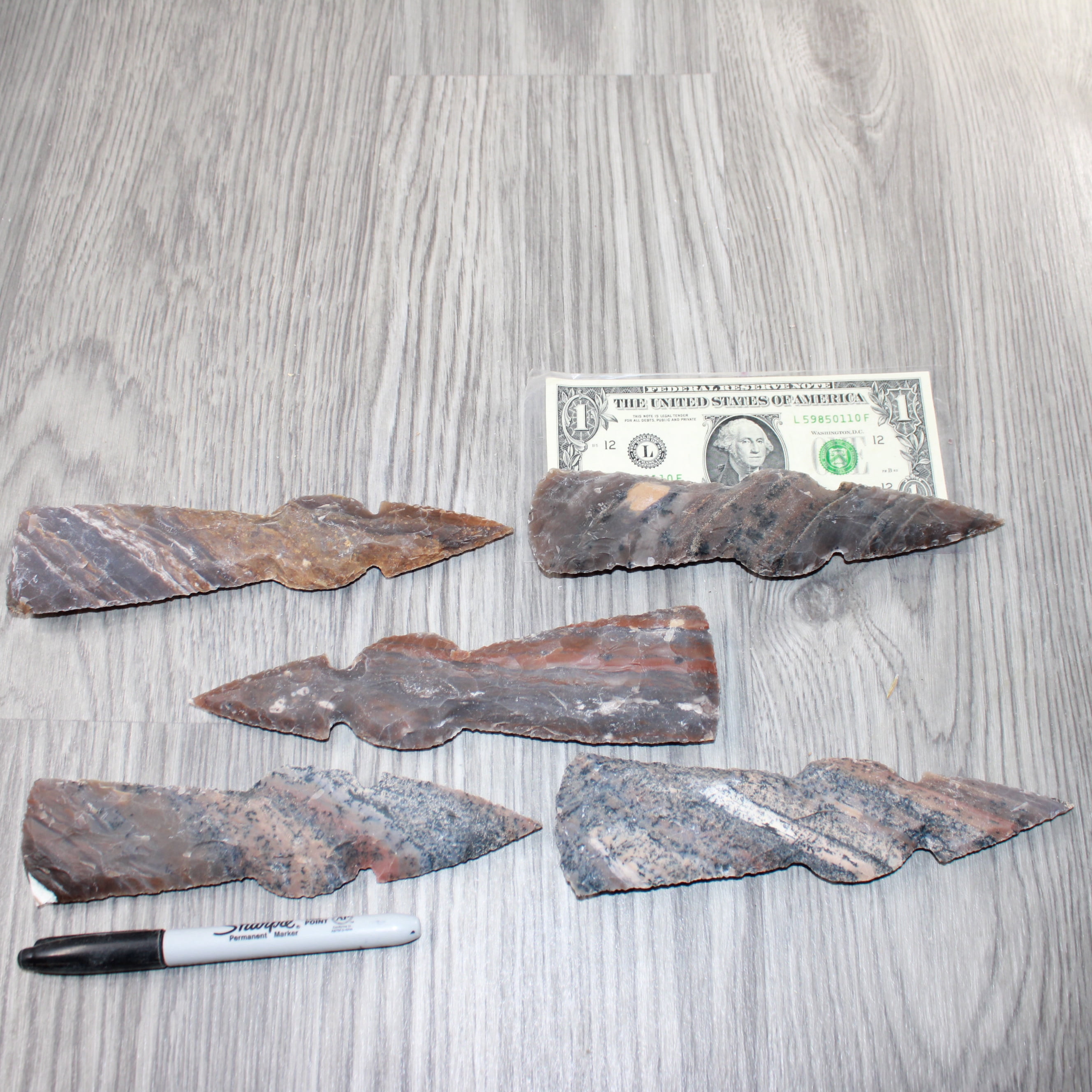 5 Stone Ornamental Tomahawk Heads  #1162    Agate Jasper Axe Hatchet Ax
