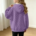 thumbnail image 6 of Girls' Polka‑Dot Print Pullover Hoodie, Long Sleeve Oversized Kids Hooded Sweatshirt, Casual Loose‑Fit for School Wear, Playdates Chilly‑Day Activities Purple 140, 6 of 8