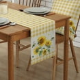 thumbnail image 2 of Table Runner Dresser Scarves 72 Inch Long, Farm Sunflowers with Bees Linen Dining Table Runners Yellow Buffalo Linen Plaid Tabletop Scarf for Wedding Holiday Party Kitchen, 2 of 7