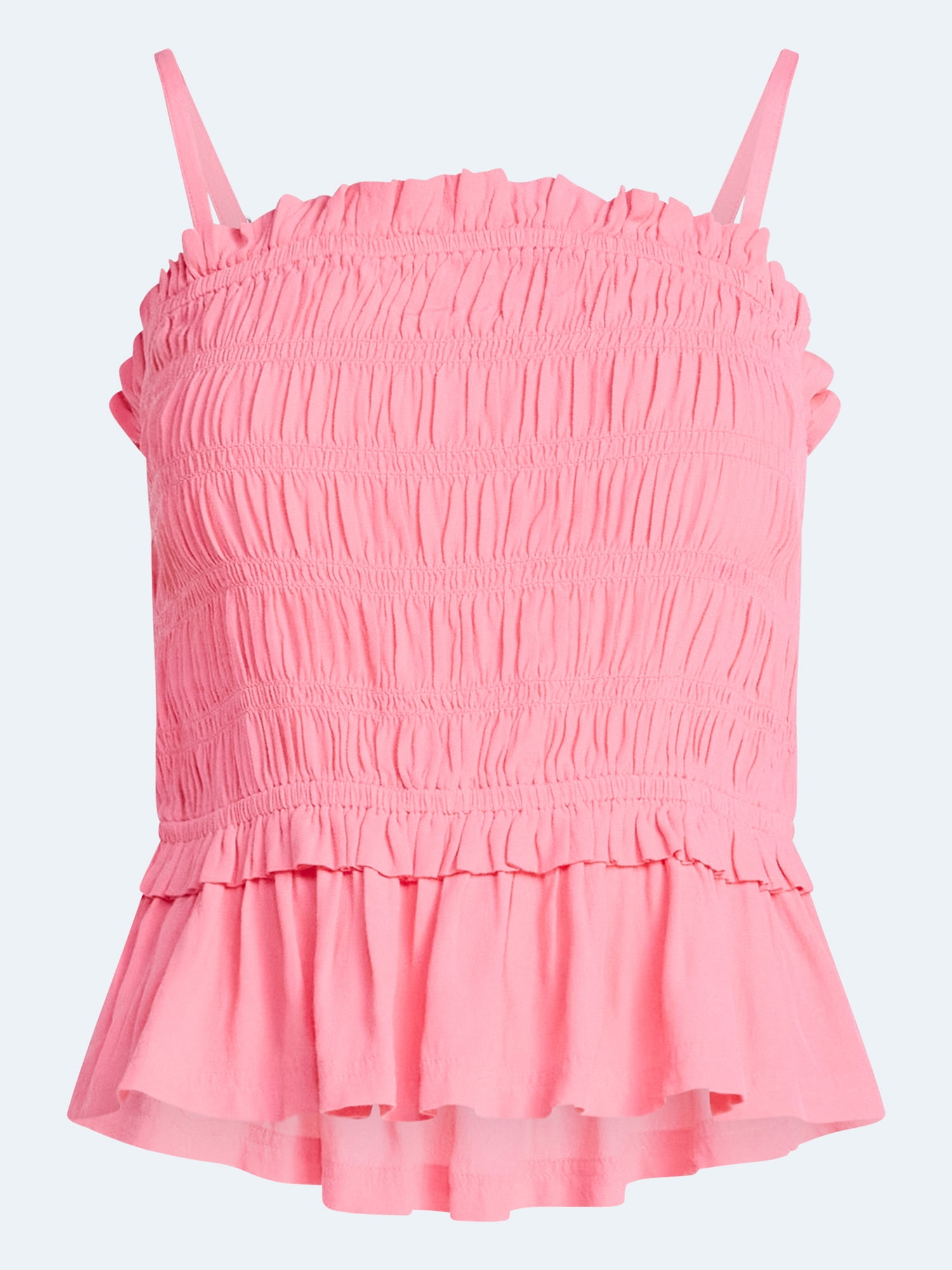 Free Assembly Women's Smocked Top with Peplum Hem, Sizes XS-XXL